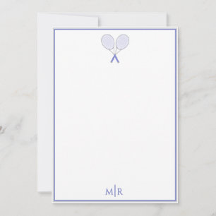 Tennis Schreibwaren Preppy Schläger Monogramm Blau Mitteilungskarte