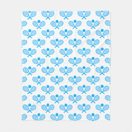 Tennis Seamless Pattern - Blue Racket and Ball on  Fleecedecke