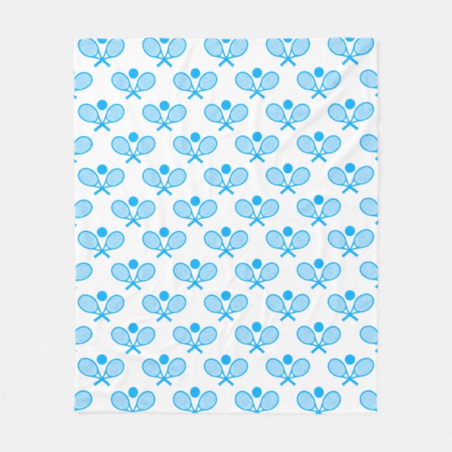 Tennis Seamless Pattern - Blue Racket and Ball on  Fleecedecke (Vorderseite)