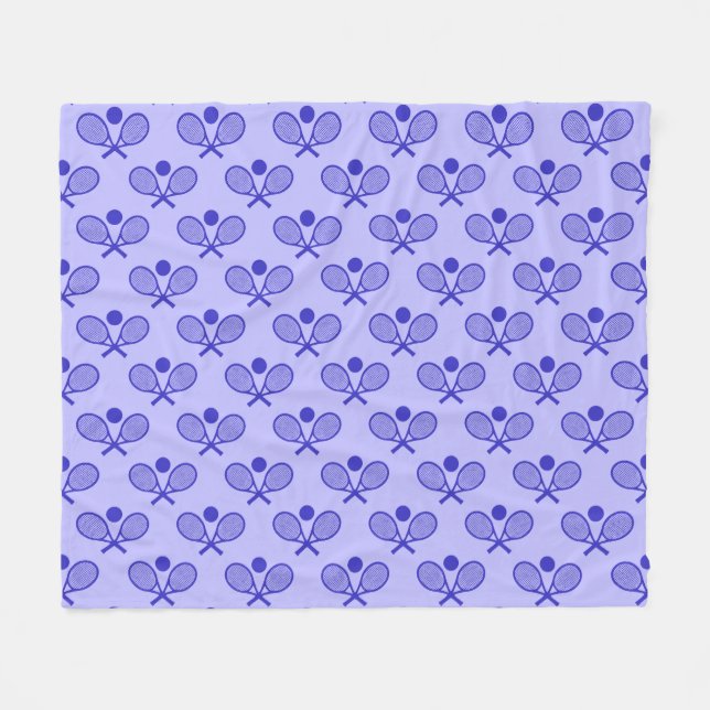 Tennis Seamless Pattern - Racket and Ball in Blue  Fleecedecke (Vorderseite (Horizontal))