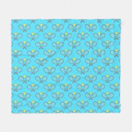 Tennis Seamless Pattern - Racket and Ball on Blue  Fleecedecke