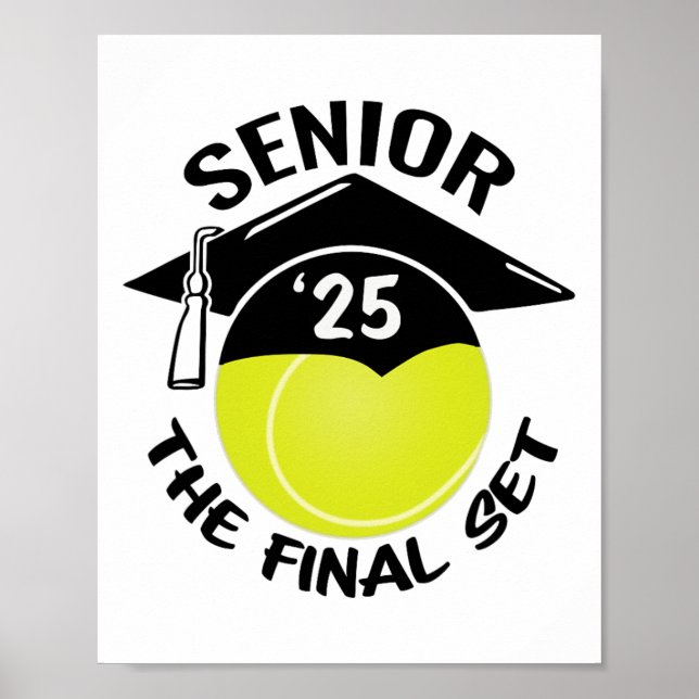 Tennis Senior 2025 Set Graduation Cap Poster (Vorne)