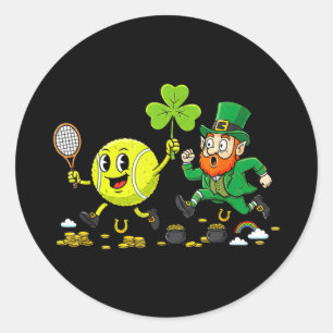 Tennis Shamrock Kleeblatt St. Patricks Tag Damen H Runder Aufkleber