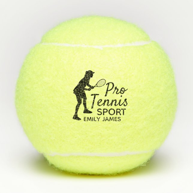 Tennis Silhouette, Pro Tennis Sport, Personalisier Tennisbälle (Vorderseite)