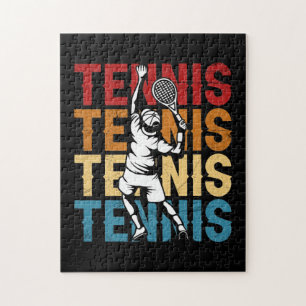 Tennis Silhouette Retro-Farben Vintager Player Puzzle