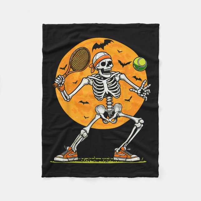 Tennis Skeleton Soky Boys Funny Halloween Tennis P Fleecedecke (Vorderseite)