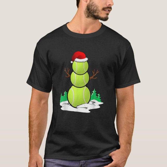 Tennis Snowman Balls Weihnachts Pajama gibt Men Bo T-Shirt (Vorderseite)