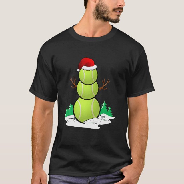 Tennis Snowman Balls Weihnachts Pajama gibt Men Bo T-Shirt (Vorderseite)