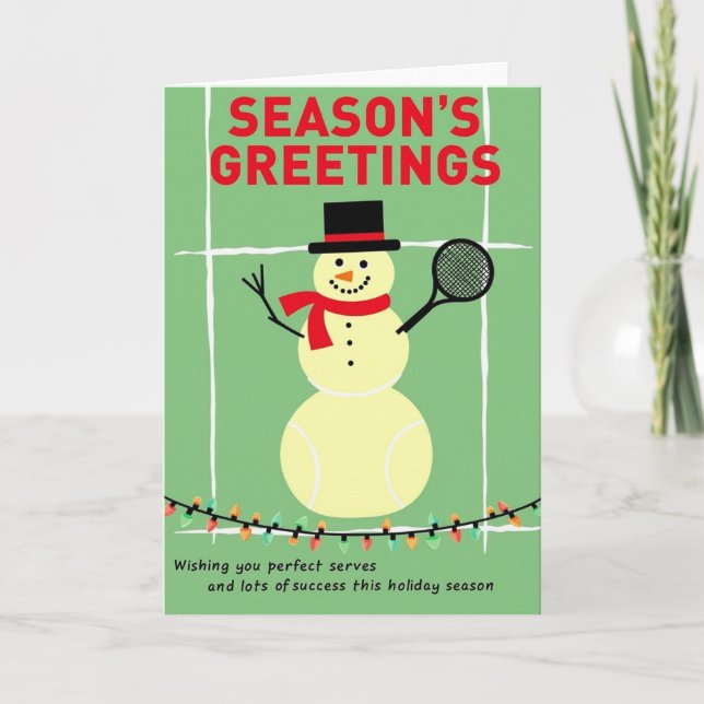 Tennis Snowman Holiday Card Karte (Vorderseite)