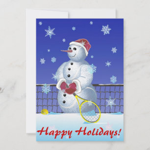 Tennis Snowman Holidays Party Einladung