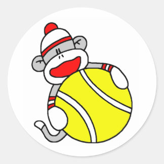 Tennis Sock Monkey Runder Aufkleber