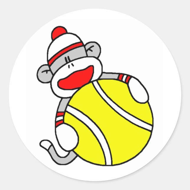 Tennis Sock Monkey Runder Aufkleber (Vorderseite)