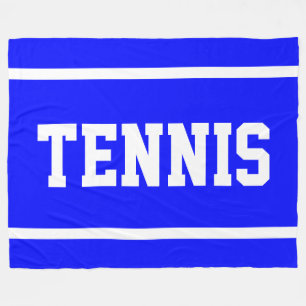 TENNIS Spaß Helles Blau Sportlich Weiße Textstreif Fleecedecke