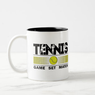 Tennis - Spiel Set Match Zwei-Tonen-Kaffee-Tasse Zweifarbige Tasse