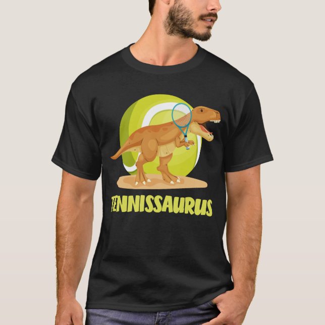 Tennis spielen Trex Funny Dino Sport T-Shirt (Vorderseite)