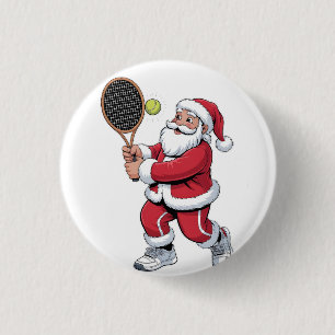Tennis spielender Weihnachtsmann Xmas Tennis Sport Button