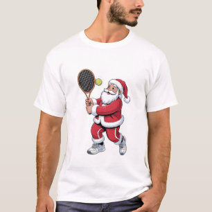 Tennis spielender Weihnachtsmann Xmas Tennis Sport T-Shirt