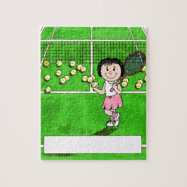 Tennis-Spieler, Frau - personalisiertes Puzzle (Vertikal)
