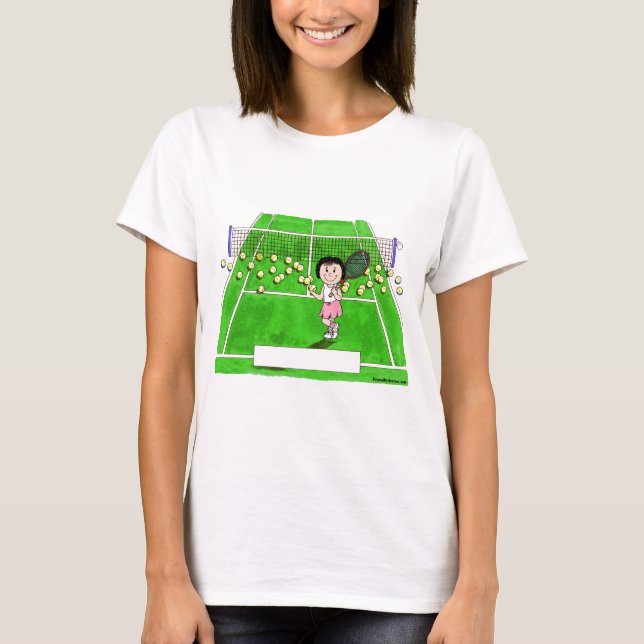 Tennis-Spieler, Frau - personalisiertes T-Shirt (Vorderseite)