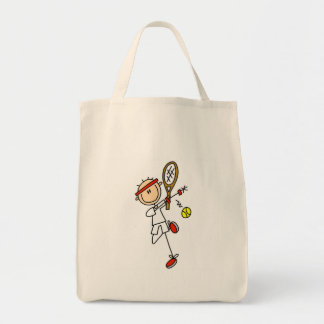 Tennis-Spieler mit Schläger-T-Shirts und Tragetasche
