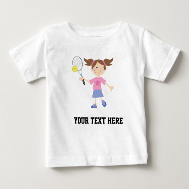 Tennis-Spieler (Zukunft) personalisiert Baby T-shirt (Vorderseite)