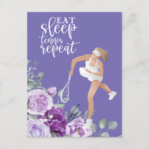 Tennis Spielerin Eat Sleep Tennis Repeat Zitat Postkarte