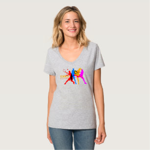 Tennis Sport   Damen V-Ausschnitt T-Shirt