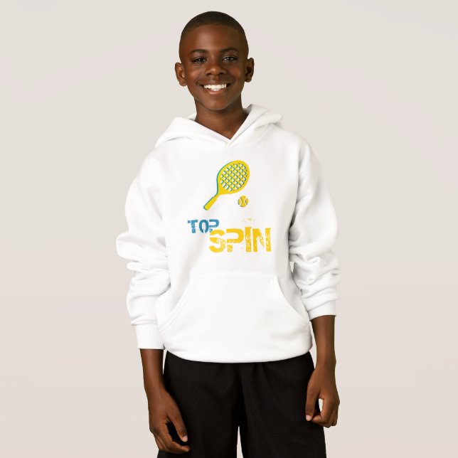 Tennis Sport Pop Kunst, Grün & Gelb Racket & Ball Hoodie (Vorne ganz)