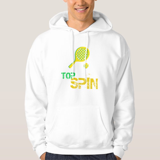 Tennis Sport Pop Kunst, Grün & Gelb Racket & Ball Hoodie (Vorderseite)