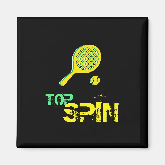 Tennis Sport Pop Kunst, Grün & Gelb Racket & Ball Magnet (Vorne)