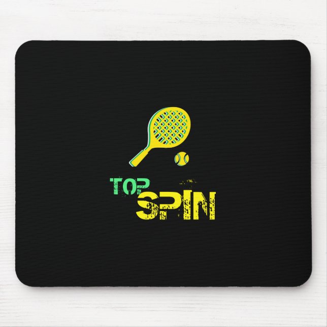 Tennis Sport Pop Kunst, Grün & Gelb Racket & Ball Mousepad (Vorne)