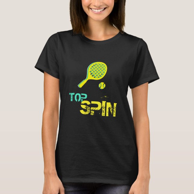 Tennis Sport Pop Kunst, Grün & Gelb Racket & Ball T-Shirt (Vorderseite)