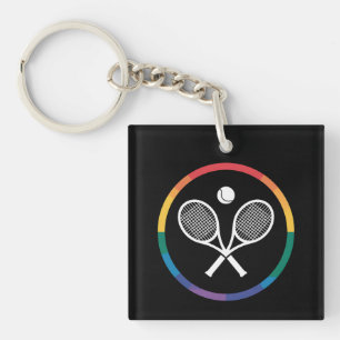 Tennis Sport Regenbogen LGBTQ Schwulenstolz Verbün Schlüsselanhänger