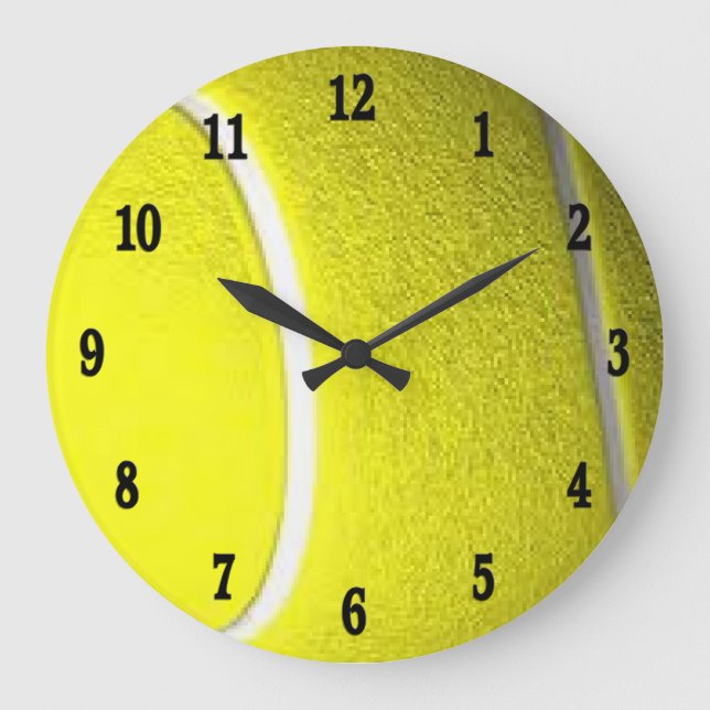 Tennis Sport Wall Clock mit schwarzen Zahlen Große Wanduhr (Vorderseite)