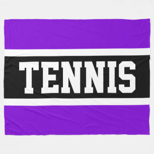 TENNIS Sportiver Spaß 70er Schwarz Weiß Lila Strei Fleecedecke
