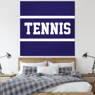 TENNIS Sportlich Athletisch Marineblau Weiße Strei Leinwanddruck