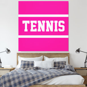 TENNIS Sportlich Helles Schönes Rosa Weiß Streifen Leinwanddruck