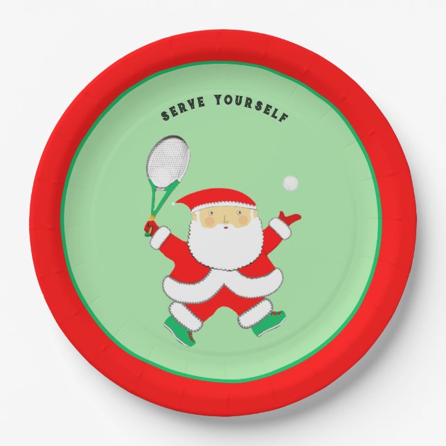 Tennis Sports Christmas party paper plate Pappteller (Vorderseite)