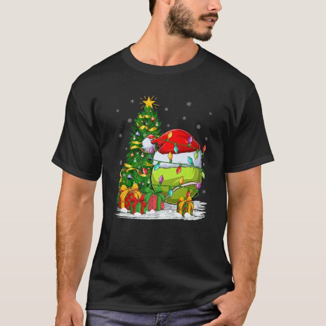 Tennis Sports Lover Matching Santa Hat Tennis Ball T-Shirt (Vorderseite)