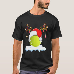 Tennis Sports Lover Rentier Weihnachtsmannmütze Te T-Shirt