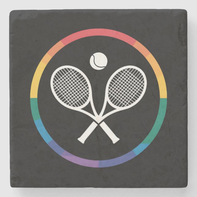 Tennis Sports Rainbow LGBTQ Gay Pride Albergo Steinuntersetzer (Vorderseite)