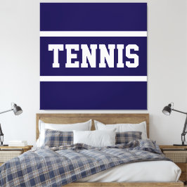 TENNIS Sporty Athletic Navy Blue White Stripes Leinwanddruck