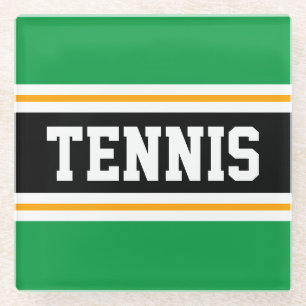TENNIS Sporty Bright Black Racing Streifen Glasuntersetzer
