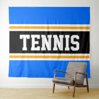 TENNIS Sporty Bright Blue Black Yellow Stripes