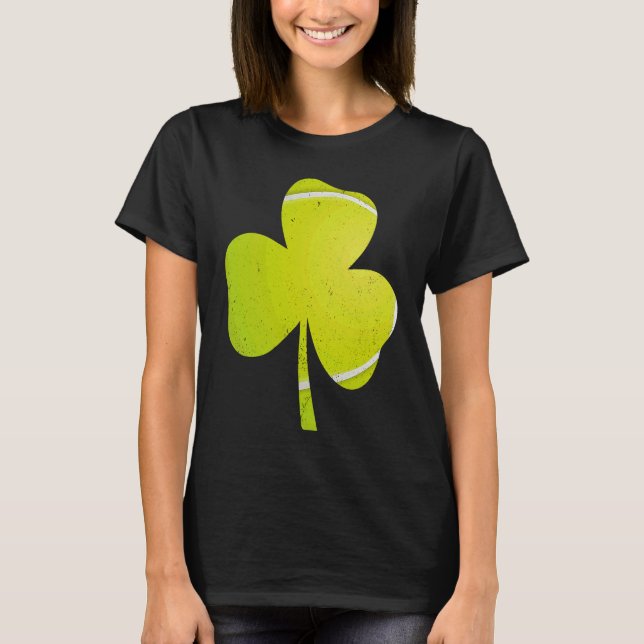 Tennis St Patricks Day  Distressed Irish Shamrock T-Shirt (Vorderseite)