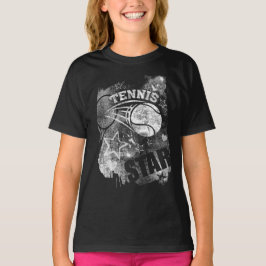 Tennis Star, Black Grunge Tennis T-Shirt