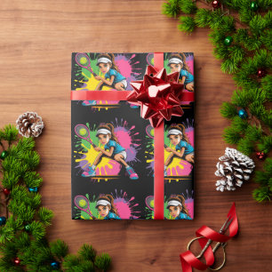 Tennis Star Girl Geburtstagsparty Geschenkpapier