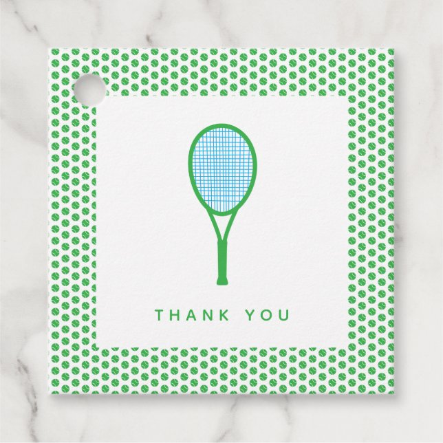 Tennis Star Sports Party in Grün und Blau Geschenkanhänger (Vorderseite)