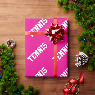 TENNIS Stylish Athletic Weißer Text auf hellrosa Geschenkpapier