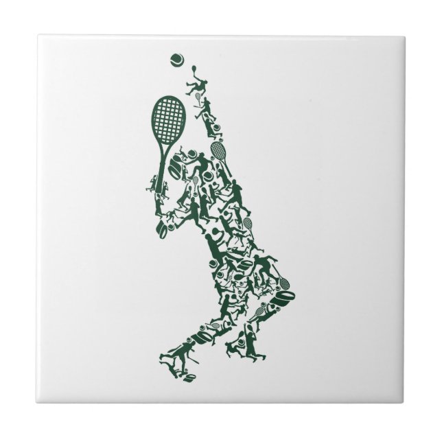 Tennis T Shirt - Spielerposition Balls Racket in Fliese (Vorderseite)